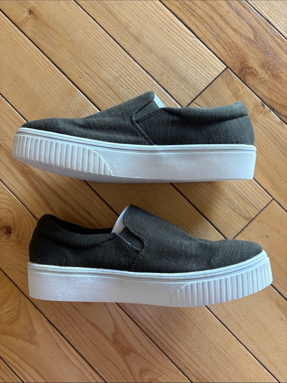 Fabletics Olive Green Slip-On Knit Athletic Shoes